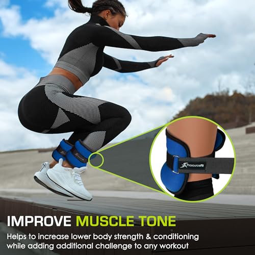 ProsourceFit Blue Ankle/Wrist & Leg Weights Set 6 lbs Adjustable for Men & Women