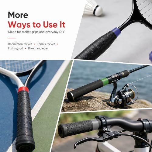 Grip Finishing Tape for Rackets - 2 Rolls Black PVC Wrap