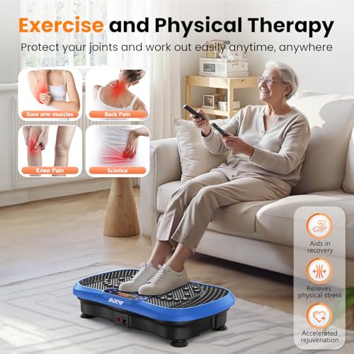 Vibration Plate Fitness Machine - 200W Bluetooth, Curved Design, Slim Blue