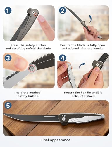 Hook-Eze Folding Fish Fillet Knife with Razor Sharp Blade & Carabiner, 12.5” Outdoor Boning & Skinning Knife