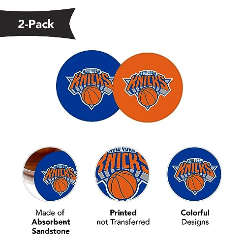 NBA Basketball Car Coasters Set of 2 - New York Knicks Licensed Cup Holders