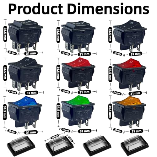 12-Pack Marine Waterproof Rocker Switch Kit with Multi-Color LED & 2/3 Position Options