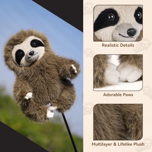 Craftsman Golf Sloth Headcover - Funny Animal Driver & Fairway Club Cover for Men Women Kids