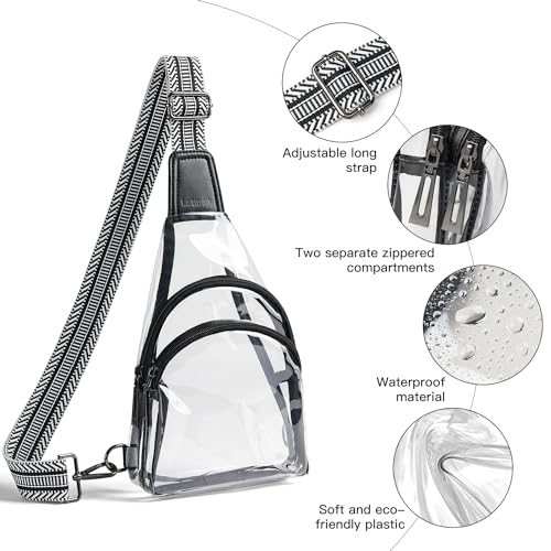 Clear Stadium Bag Crossbody Purse - Guitar Black