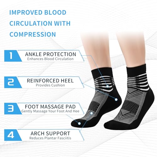 Compression Ankle Support Socks for Plantar Fasciitis Relief - 2/3/6 Pairs