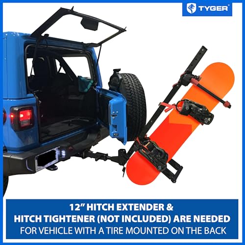 Folding Hitch-Mounted Ski & Snowboard Rack - Carries 6 Skis or 4 Boards