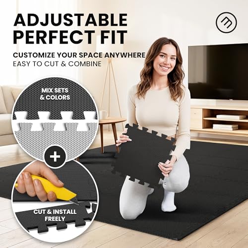 Interlocking Foam Gym Mats Set - 18 Pieces, 12.6"x12.6"