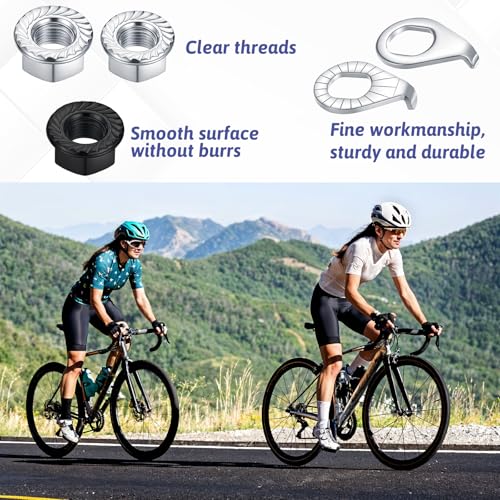 24PCS Bicycle Axle Nut Kit - M8, M9.5, M10 Flanged Washers