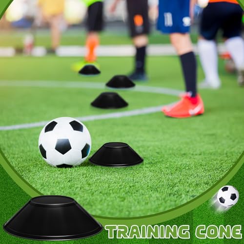 Black Mini Soccer Cones for Agility Training, 12 Pack - Sports & Football Drills