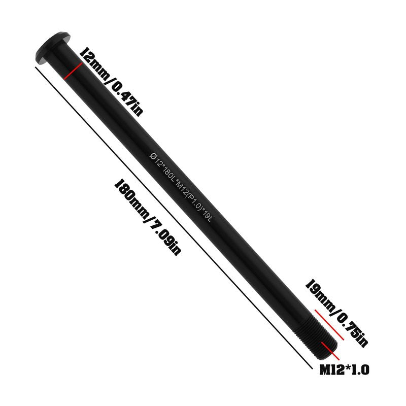 Briny River 1PC Bicycle Thru Axle ?12 * 180L*M12(P1.0)*19 Compatible with Vitus Aluminum Alloy Quick Release Axle Skewer Lever Bicycle Accessories