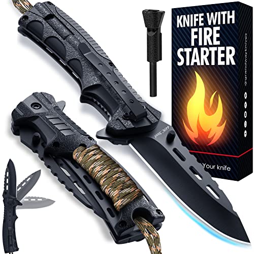 Multifunctional Folding Knife with Fire Starter & Whistle
