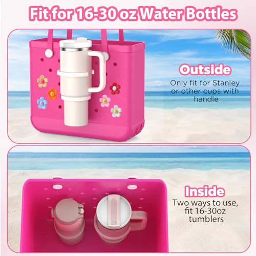 Bogg Bag Accessories Set - 2 Cup Holders & 2 Charms - 40oz Flowers