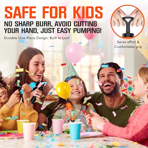 Portable Hand Ball Pump with 3 Needles, Extension Hose & Nozzle - Orange