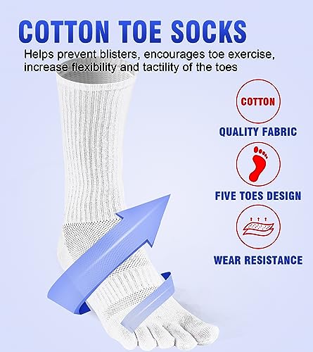 Men's Toe Socks 3 Pack Athletic Cotton Workout Wicking Socks