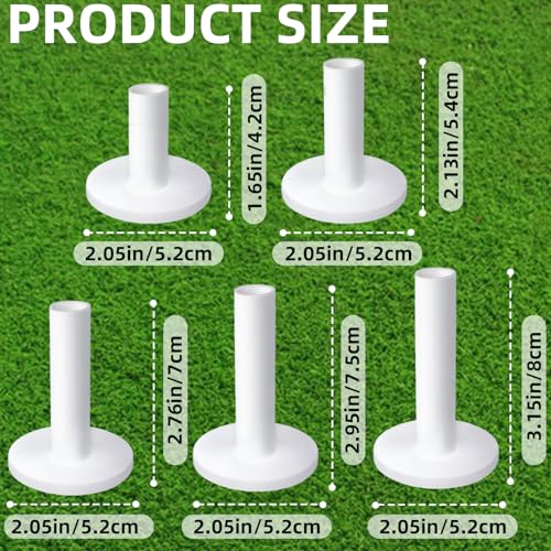 Rubber Golf Tees Set - 5 Sizes for Driving Range & Simulator