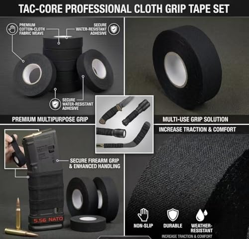 Tactical Grip Tape for Bat, Hockey, and Firearms - Black