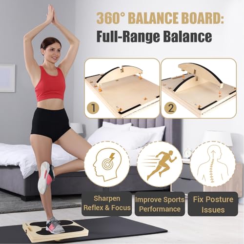 3-in-1 Slant Board & Balance Board - 300 LBS Capacity, 6 Angles