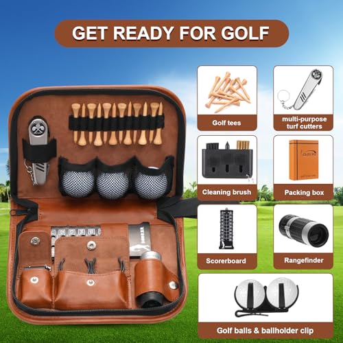 Golf Accessory Gift Set for Men and Women with Leather Case