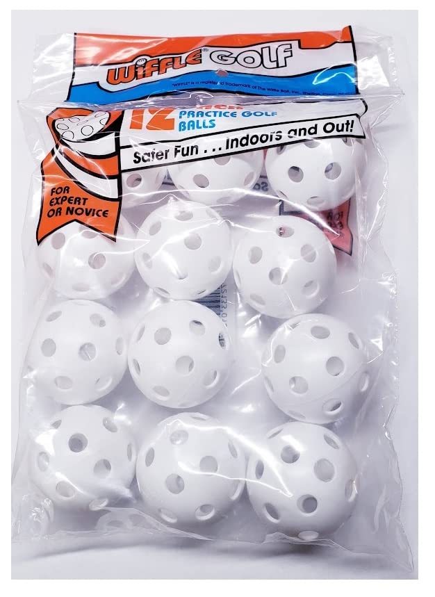 Wiffle Plastic Golf Balls - 12 Pack White PVC Slow Flight Golf Balls