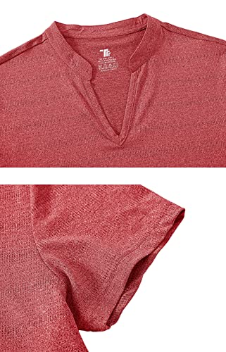 YSENTO Women's Short Sleeve V-Neck Golf Polo Shirt - Dry Fit Collared Top