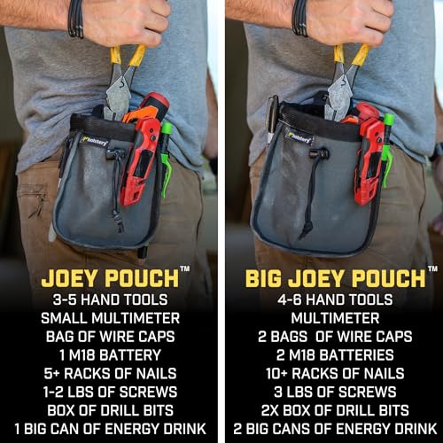 Joey Pouch | Clip-On Tool Belt Bag for Tools, Screws, and Nails - Great for an Electrician, HVAC Tech, Plumber, Carpenter, Contractor, Handy Man, and Any Tradesperson Who Wears a Small Utility Pouch