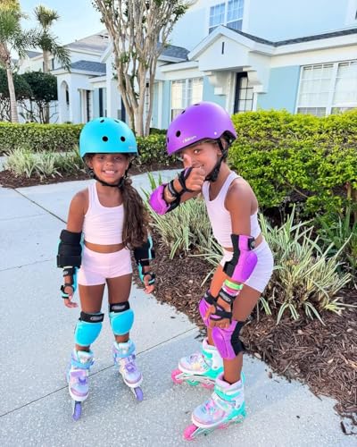 Adjustable Inline Skates for Kids - Purple Butterfly Design, Light Up Wheels