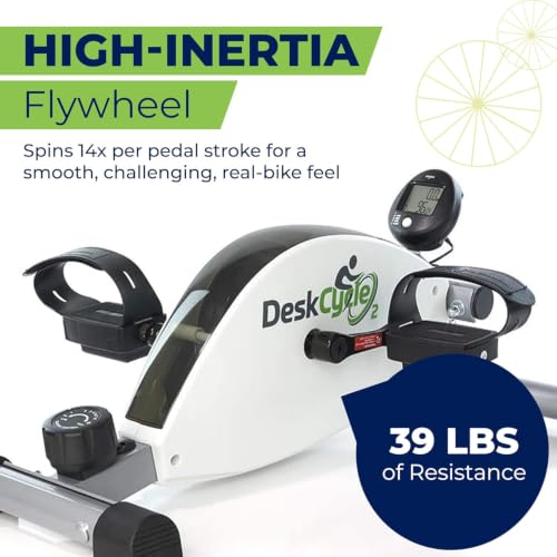 Under Desk Bike Pedal Exerciser - Adjustable Height - White