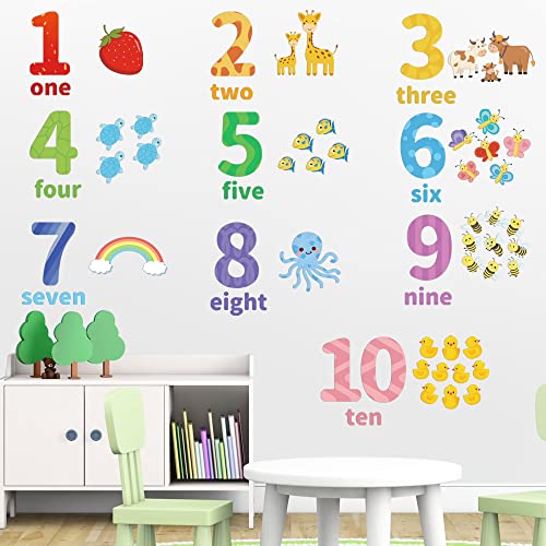 Educational Number Wall Decals for Kids - Animal Themes 1-10