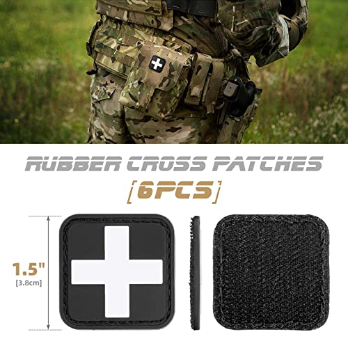 Medic Red Cross Patch - 1.5-Inch PVC Rubber, 6 Pieces - White & Black