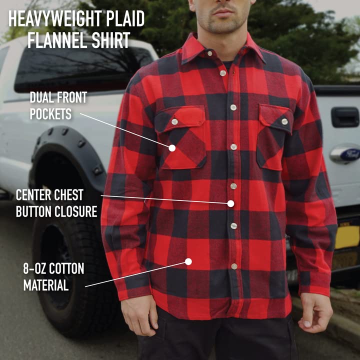 Rothco XX-Large Blue Buffalo Plaid Flannel Shirt, 8 oz Cotton Heavyweight