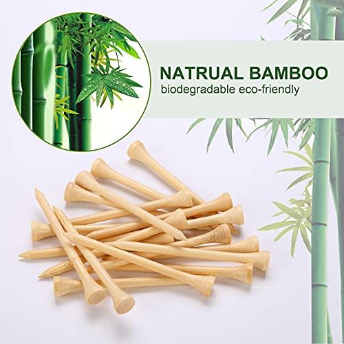 Bamboo Golf Tees - 100 Pcs, 3-1/4 Inch, Biodegradable, Durable
