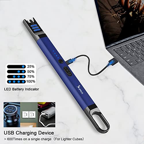 Electric Arc Lighter - Windproof USB Rechargeable Candle Lighter with LED - Blue