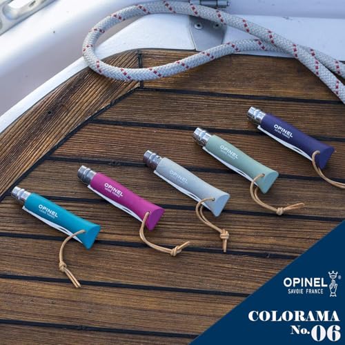 Opinel No.6 Colorama Stainless Pocket Knife with Virobloc Safety Ring - Cloud