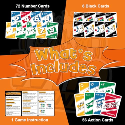 WHODRINK Card Game for Adults - Party & Drinking Games for Groups, Bachelorette & Date Night, 136 Cards