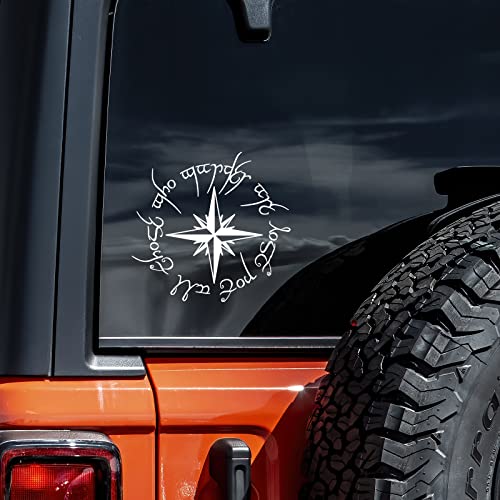 Not All Those Who Wander Compass Vinyl Decal Sticker - 5.5"