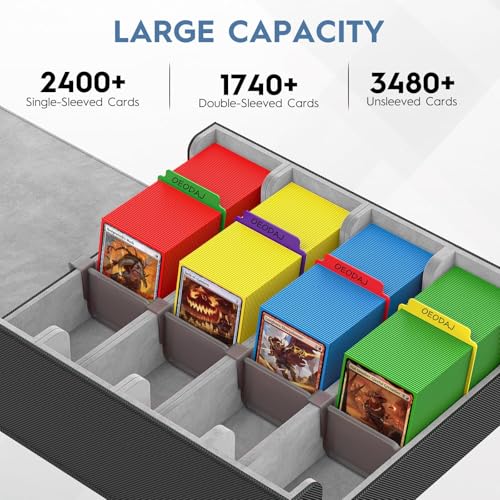 Large Capacity Trading Card Storage Box with Dividers & Stands