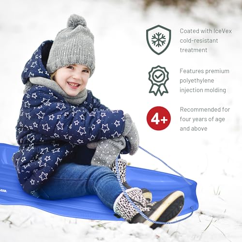 Flexible Toboggan Snow Sled for 2 Riders - 2 Pack Blue/Red