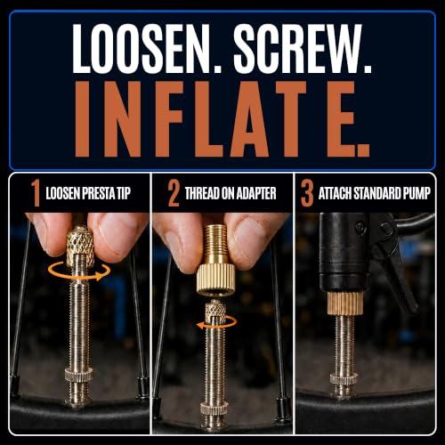 Brass Presta Valve Adapter - Convert Presta to Schrader, 4 Pack
