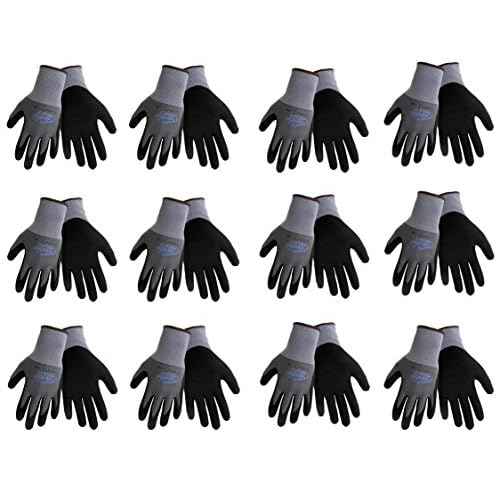 500NFT Nitrile Coated Work Gloves Sizes Small-XL, Gray/Black, (12 Pair Pack) (Small)