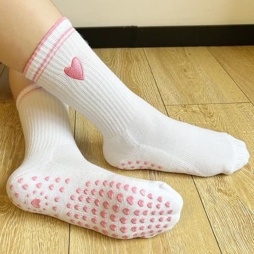 Non-Slip Pilates Socks for Yoga & Barre - Pink, US Sizes 5-11