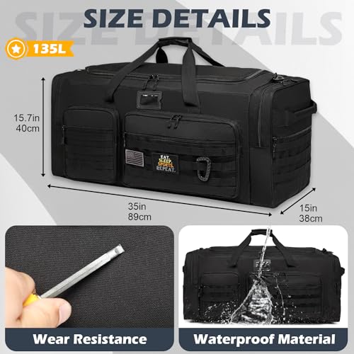 SunForMorning Black 135L Extra Large Heavy Duty Sports & Travel Duffle Bag
