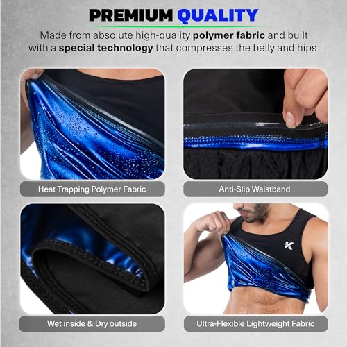 Men's Sauna Suit Compression Vest - Heat Trapping Pullover - Large-X-Large / Black