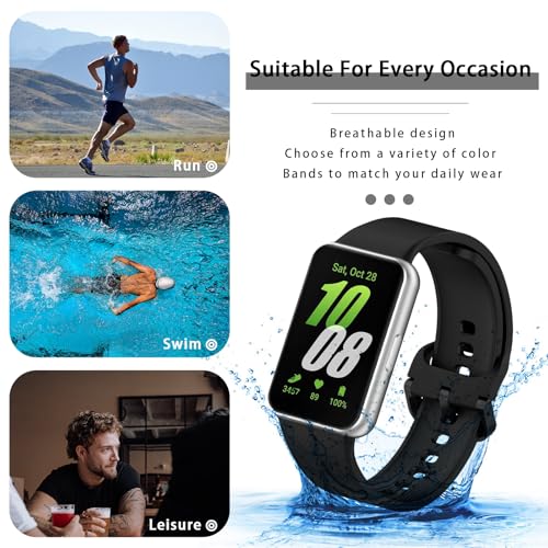 Silicone Sport Band - Adjustable Replacement Strap for Galaxy Fit 3 - Black