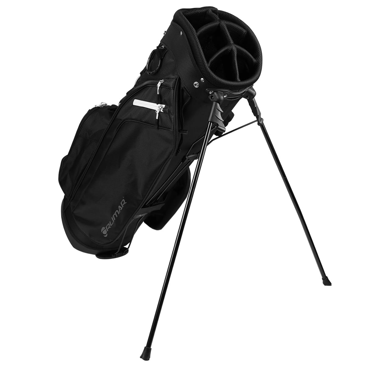 Orlimar SRX 7.4 Golf Stand Bag, Black Lightweight Golf Club Bag for Men & Women with 7 Way Divider Top 4 Zippered Pockets Rain Hood Cover Padded Double Carry Strap Umbrella Holder