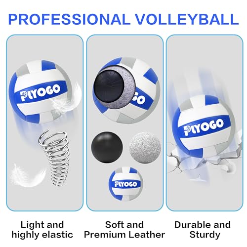 Heavy Duty Volleyball Net Set - 32FT Height Adjustable, Blue