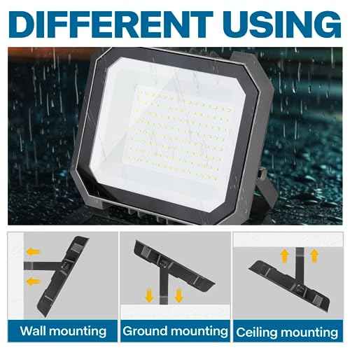 1 Pack LED Flood Lights Outdoor, 300W 30000LM Super Bright Floodlight Outside Work Light with 5.9FT Plug, IP65 Waterproof 6000K Outdoor LED Flood Light for Garage, Yard, Lawn, Garden