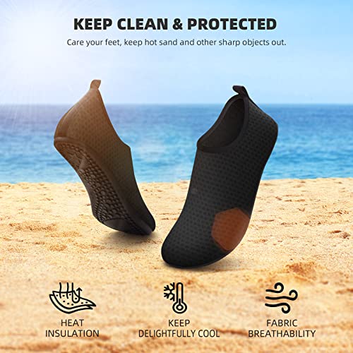 Quick-Dry Water Shoes for Beach & Pool - Barefoot Aqua Socks - N-Jacquard Black
