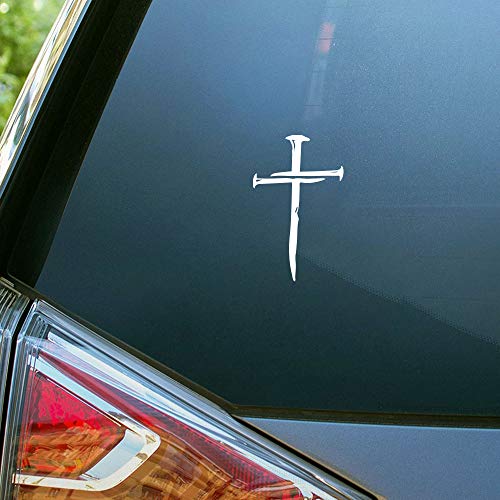 Cross with Nails Design Vinyl Decal for Windows & Vehicles - 5.5H x 3.5W