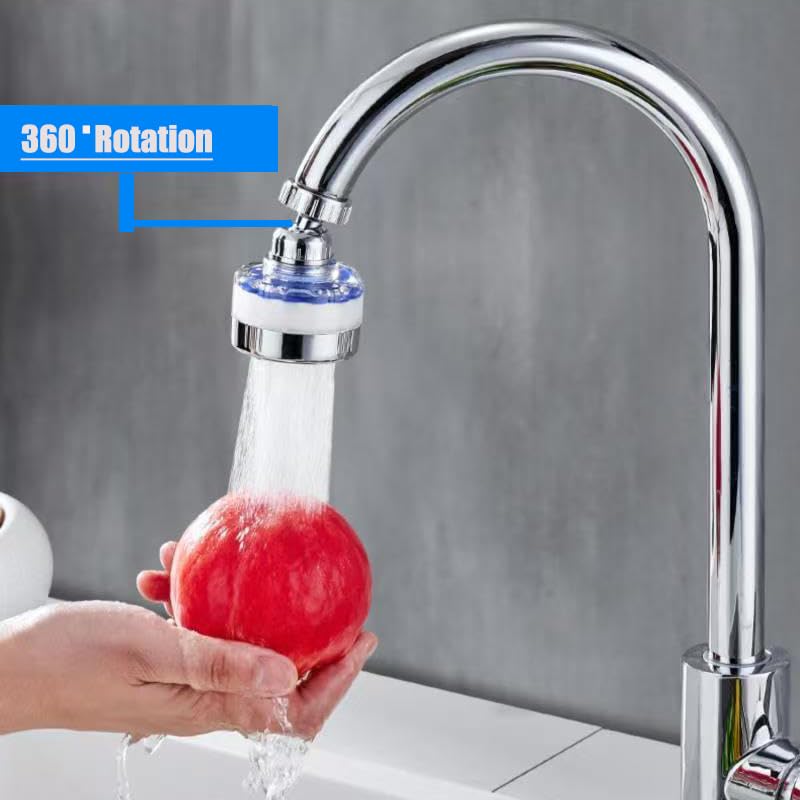 7Pcs Sink Water Filter Faucet with Cartridges, Universal 360 ° Rotating Kitchen Faucet Water Filter Removes Fluoride Heavy Metals Hard Water Compatible with Most Bathroom/Kitchen/Laundry Sink Faucets