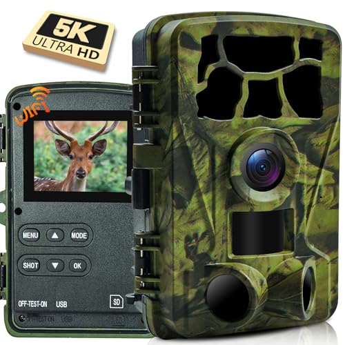 LANTOOCAM 5K Trail Camera with 60MP Photos, 64GB SD Card & WiFi